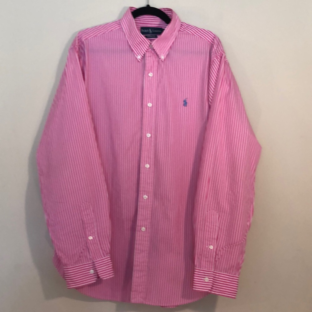 Pink & White Striped Ralph Lauren Blue Pony XL - Picture 2 of 8